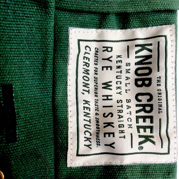 Knob Creek Rye Whiskey Canvas Bag Sack Green Handles Rivets Kentucky Liquor - Picture 3 of 10